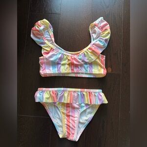 Rainbow Ruffled Kids Swim Set